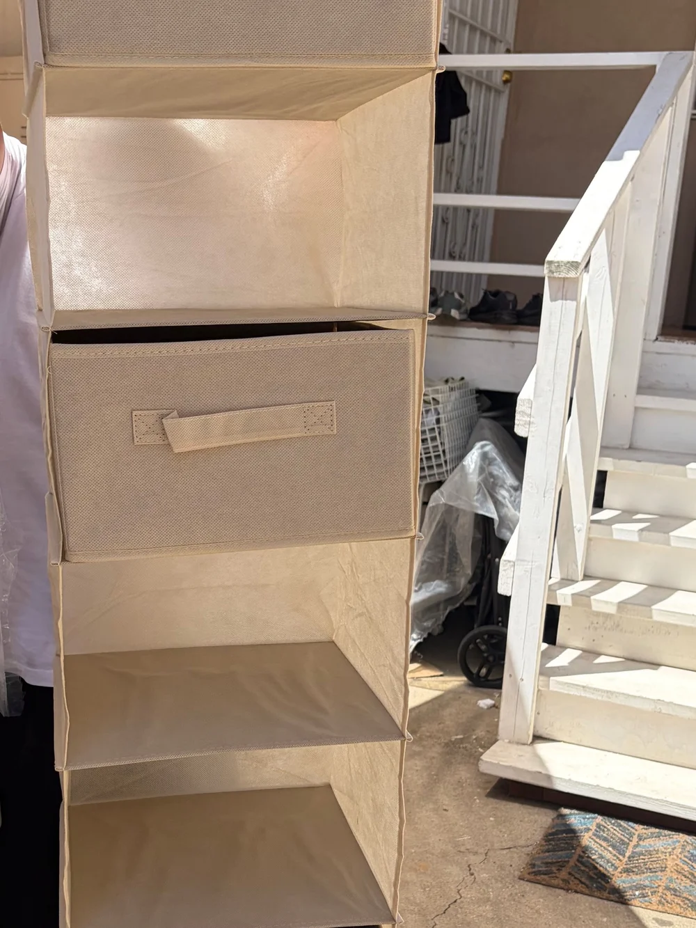 Beige Hanging Closet Organizer with 3 Removable Drawers - Unbranded